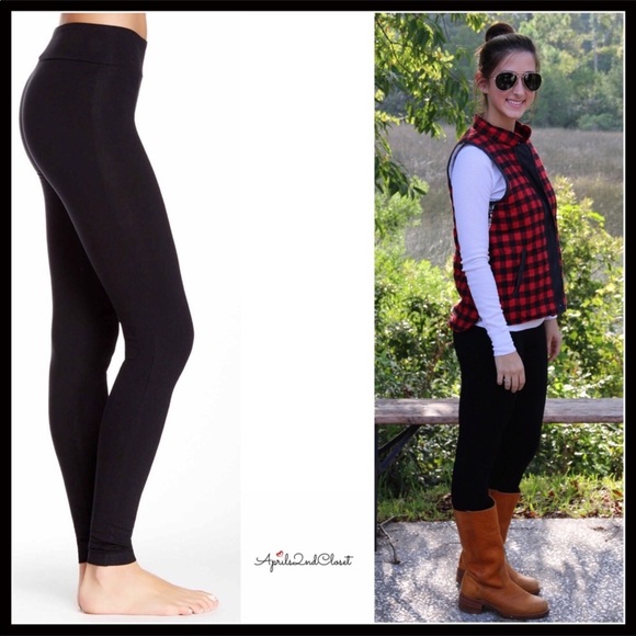 BLACK LEGGINGS BASIC SKINNY KNIT PANTS - Picture 3 of 8